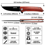 OERLA OLHW-D51 D2 High Carbon Steel Pocket Folding Knife