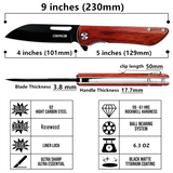 OERLA OLHW-D52 Medium Size Pocket  Folding Knife D2 High Carbon Steel and Rosewood Handle