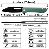 OERLA OLHG-D52 Medium Size Pocket  Folding Knife D2 High Carbon Steel and G10 Handle