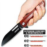 OERLA OLHW-D52 Medium Size Pocket  Folding Knife D2 High Carbon Steel and Rosewood Handle
