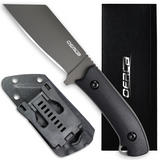 OERLA OLB-0015 Camping Fixed Blade Knife Outdoor Duty Field Small Cleaver 420HC Stainless Steel Full Tang with G10 Handle Waist Clip EDC Kydex Sheath