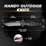 Oerla TAC Knives OLK-D46 Fixed Blade Outdoor Duty Knife D2 High Carbon Steel Field with G10 Handle Waist Clip EDC Kydex Sheath (Black)