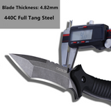 Oerla OLK-038B Tactical Fixed Blade Knife - 9.45in Overall with 440C Stainless Steel and Black G10 Handle Kydex Sheath