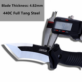 Oerla OLK-038A Tactical Fixed Blade Knife - 9.45in Overall with 440C Stainless Steel and Black G10 Handle Kydex Sheath