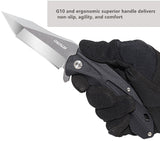 OERLA TAC OLK-028RN EDC Pocket Folding Blade 420HC Steel Ball Bearing Flipper Camping Knife with G10 Handle