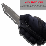 Oerla OLK-038B Tactical Fixed Blade Knife - 9.45in Overall with 440C Stainless Steel and Black G10 Handle Kydex Sheath