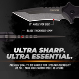 Oerla TAC Knives OLK-D47 Fixed Blade Outdoor Duty Camping Field Knife D2 High Carbon Steel with G10 Handle Waist Clip EDC Kydex Sheath