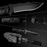 Oerla TAC Knives OLK-D46 Fixed Blade Outdoor Duty Knife D2 High Carbon Steel Field with G10 Handle Waist Clip EDC Kydex Sheath (Black)