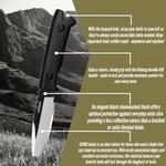Oerla OLK-035PK Outdoor Fixed Blade Fine Edge with G10 Handle and Kydex Sheath