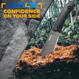 OERLA OLB-0015 Camping Fixed Blade Knife Outdoor Duty Field Small Cleaver 420HC Stainless Steel Full Tang with G10 Handle Waist Clip EDC Kydex Sheath